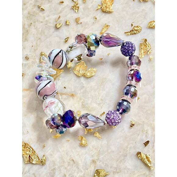 Purple Crystal Beaded Bracelet Set - Picture 9 of 16